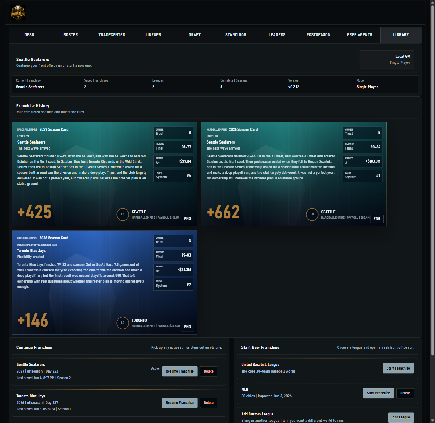 HardballEmpire franchise hub